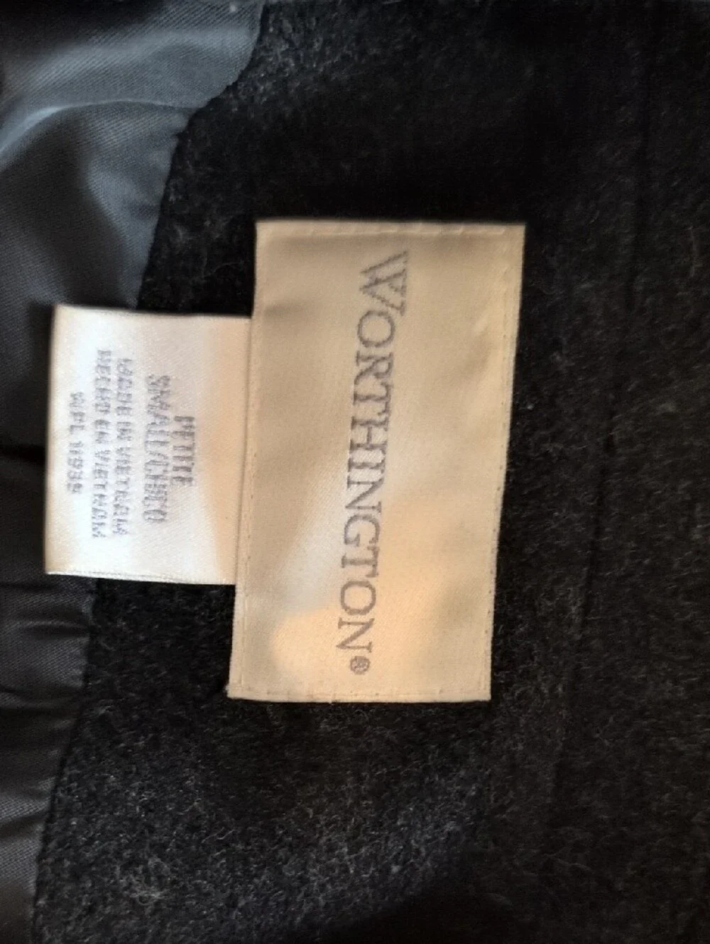 Worthington Charcoal 100% Wool Single-Breasted Pea Coat Petite Small